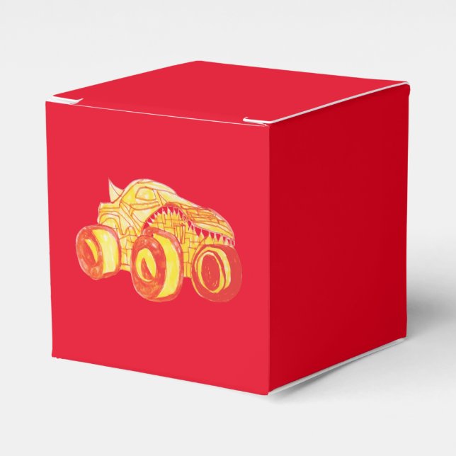 Smile Monster Truck Rally Birthday Party Favor Boxes (Front Side)