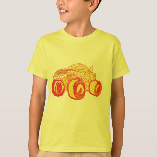 Smile Monster Truck Rally Birthday Party T-Shirt (Front)