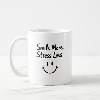 Smile More, Stress Less Doodle Design Coffee Mug