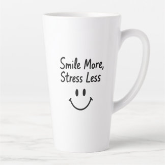 Smile More, Stress Less Doodle Design Latte Mug