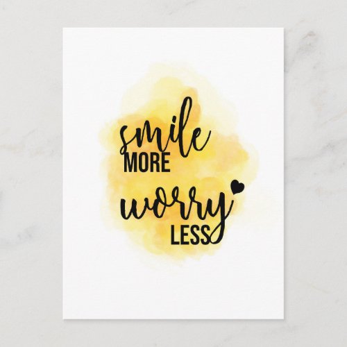 Smile More Worry Less Quote Postcard