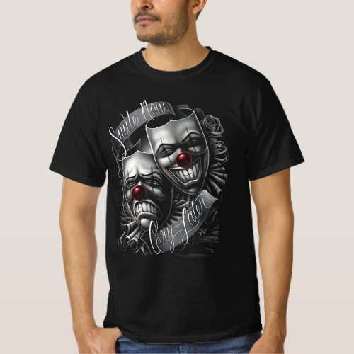 Smile Now Cry Later Drama Mask Lowrider Chicano Ar T_Shirt
