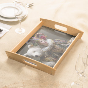 Smile of the Arlequin and its Bear of White Peluch Serving Tray