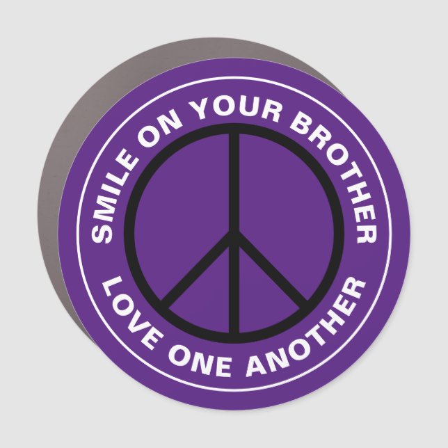 Smile On Your Brother Peace Sign Car Magnet (Front)