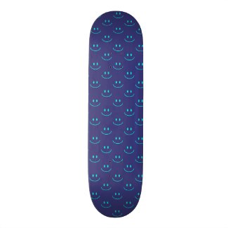 Smile Pattern Blue and Turquoise Skateboard