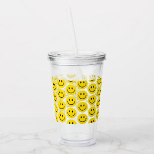 Smile Pattern Happy Face Emoji Kids Fun Acrylic Tumbler