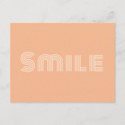 Smile  Peach Orange Modern Quote Happy Positive Postcard