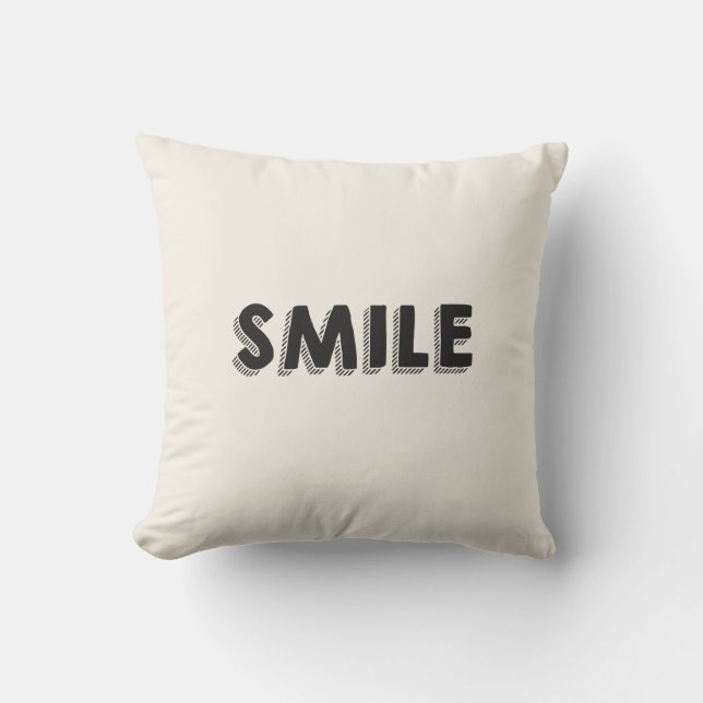 Smile Pillow- Chalkboard Black Throw Pillow (Front)