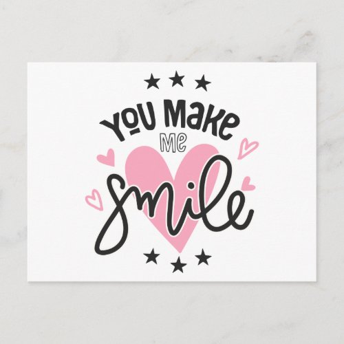 Smile Pink Heart Love Hearts Thinking of You Hello Announcement Postcard