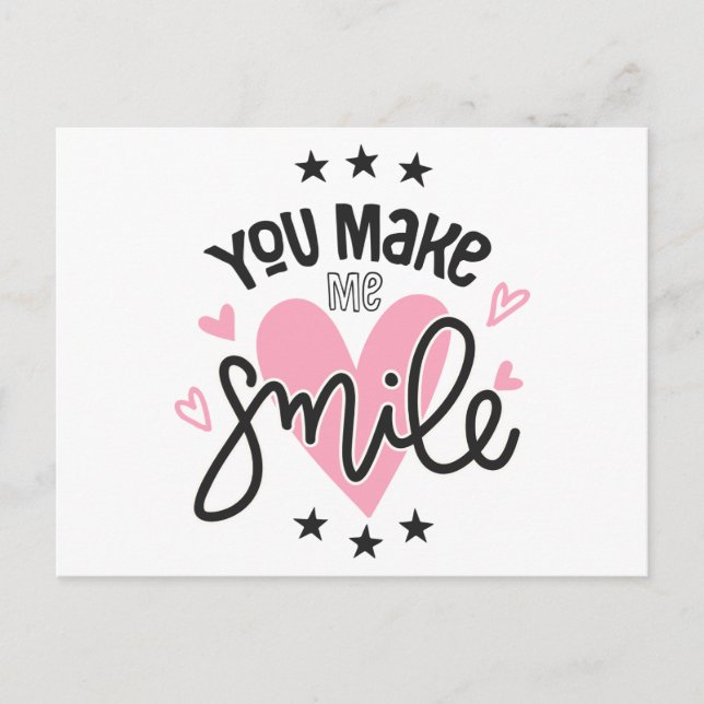 Smile Pink Heart Love Hearts Thinking of You Hello Announcement Postcard (Front)