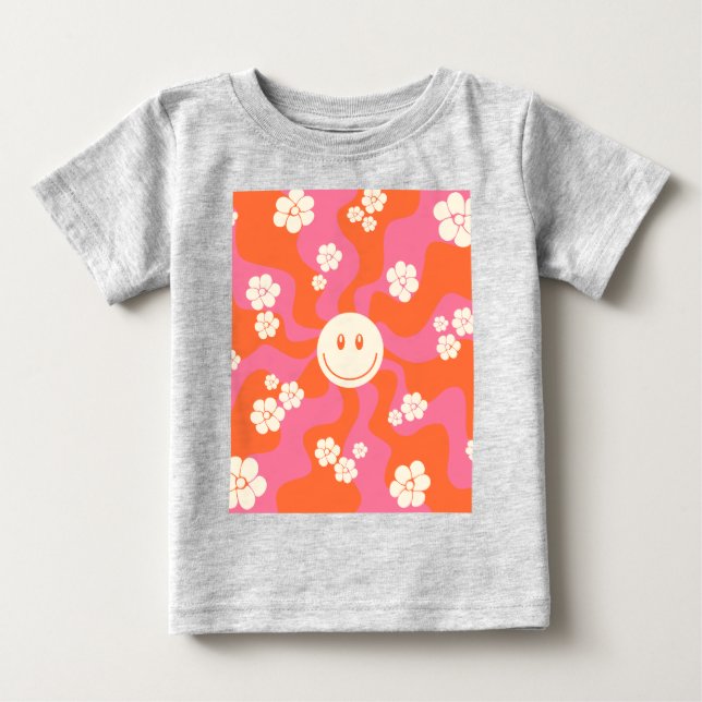 Smile - Pink, Orange and Cream Baby T-Shirt (Front)