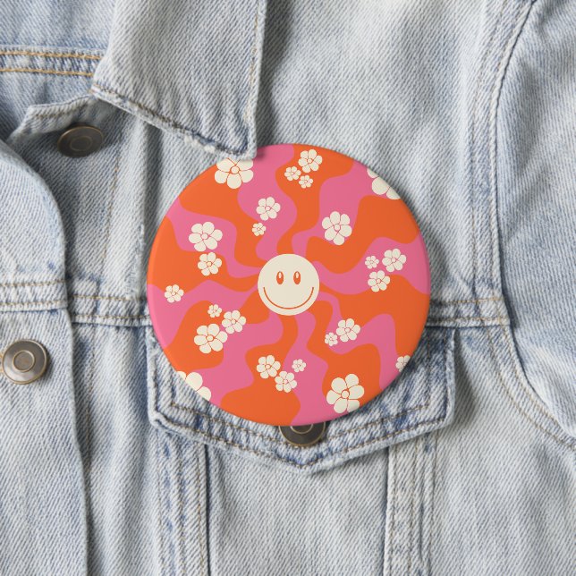 Smile - Pink, Orange and Cream Button (In Situ)