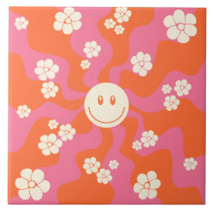 Smile - Pink, Orange and Cream  Ceramic Tile