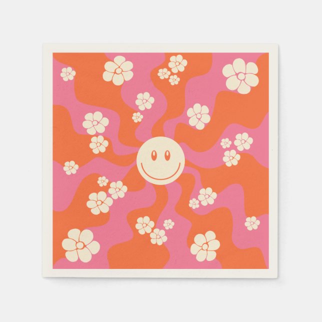 Smile - Pink, Orange and Cream Napkins (Front)