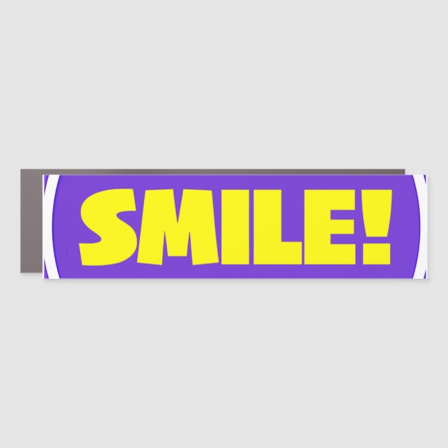 Smile! Print Design: Purple Background Car Magnet (Front)