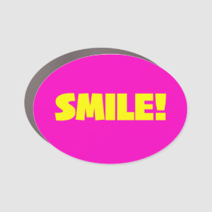 Smile! Print Novelty: Yellow and Pink Car Magnet