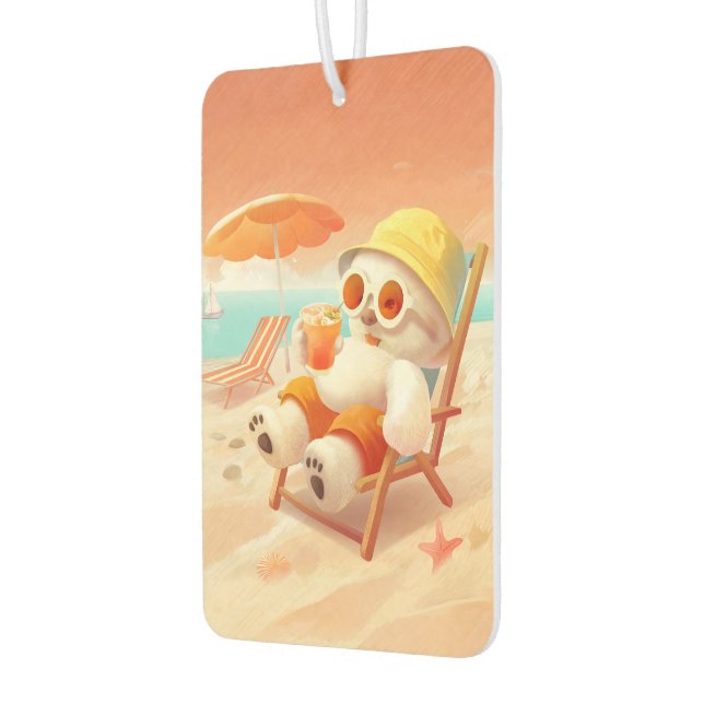 Smile Pup: Beach Mode On Smiling Bichon Frise Air Freshener (Left)