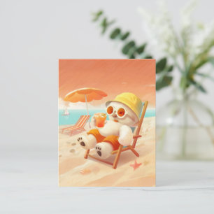 Smile Pup: Beach Mode On Smiling Bichon Frise Announcement Postcard