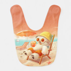 Smile Pup: Beach Mode On Smiling Bichon Frise Baby Bib