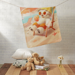 Smile Pup: Beach Mode On Smiling Bichon Frise Baby Blanket