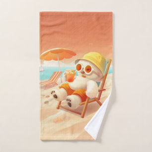 Smile Pup: Beach Mode On Smiling Bichon Frise Bath Towel Set