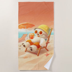 Smile Pup: Beach Mode On Smiling Bichon Frise Beach Towel