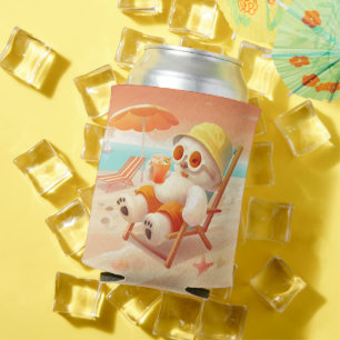 Smile Pup: Beach Mode On Smiling Bichon Frise Can Cooler