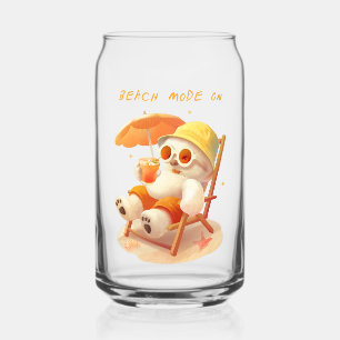 Smile Pup: Beach Mode On Smiling Bichon Frise Can Glass