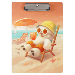 Smile Pup: Beach Mode On Smiling Bichon Frise Clipboard
