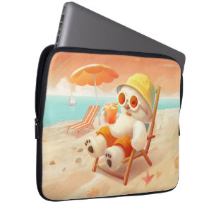 Smile Pup: Beach Mode On Smiling Bichon Frise Laptop Sleeve