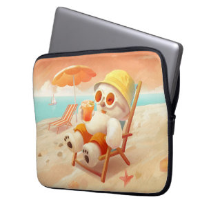 Smile Pup: Beach Mode On Smiling Bichon Frise Laptop Sleeve