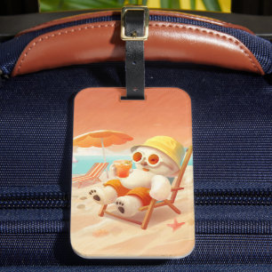 Smile Pup: Beach Mode On Smiling Bichon Frise Luggage Tag