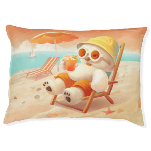 Smile Pup: Beach Mode On Smiling Bichon Frise Pet Bed