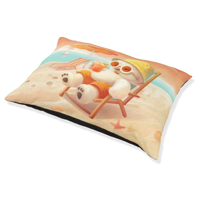Smile Pup: Beach Mode On Smiling Bichon Frise Pet Bed (Angled)