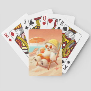 Smile Pup: Beach Mode On Smiling Bichon Frise Poker Cards