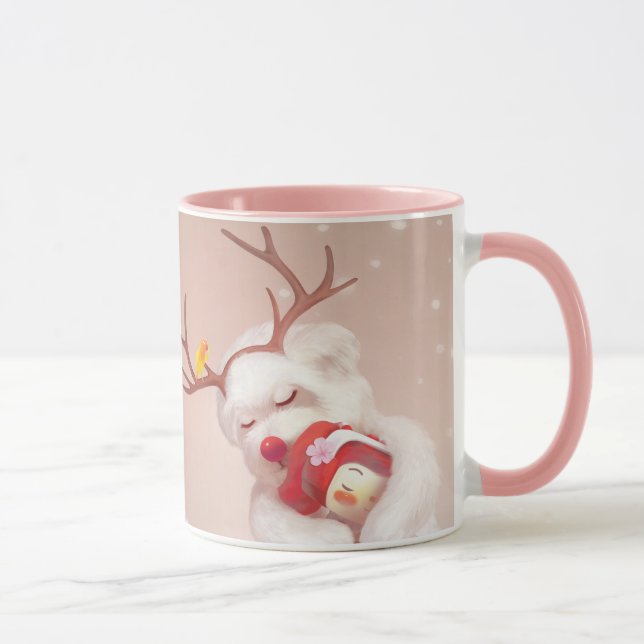 Smile Pup & Bunny Girl: Festive Holiday Hug Mug (Right)