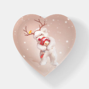 Smile Pup & Bunny Girl: Festive Holiday Hug Paperweight