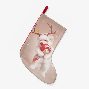 Smile Pup & Bunny Girl: Festive Holiday Hug Small Christmas Stocking