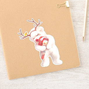 Smile Pup & Bunny Girl: Festive Holiday Hug Sticker
