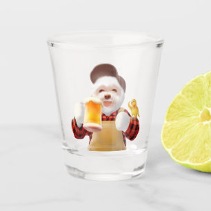 Smile Pup: Cheers! Happy Bichon Frise Beer Art Shot Glass