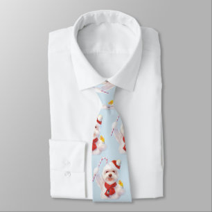 Smile Pup: Christmas Cheer Bichon Cane Neck Tie