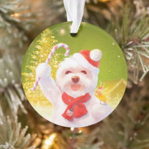 Smile Pup: Christmas Cheer Bichon Cane Ornament