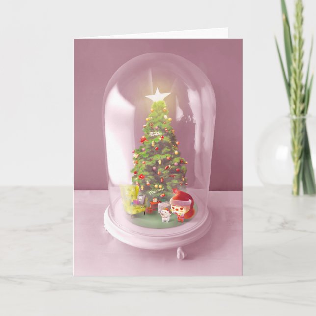 Smile Pup: Christmas Glass Dome & Magic Tree Card (Front)