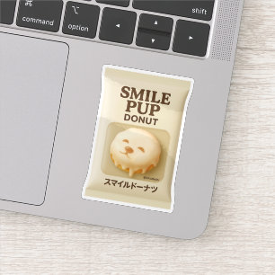Smile Pup Donut: Glazed Dessert Toy Packaging Sticker