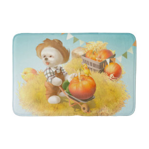 Smile Pup: Harvest Joy & Pumpkin Wheelbarrow Bath Mat