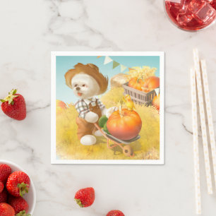 Smile Pup: Harvest Joy & Pumpkin Wheelbarrow Napkins