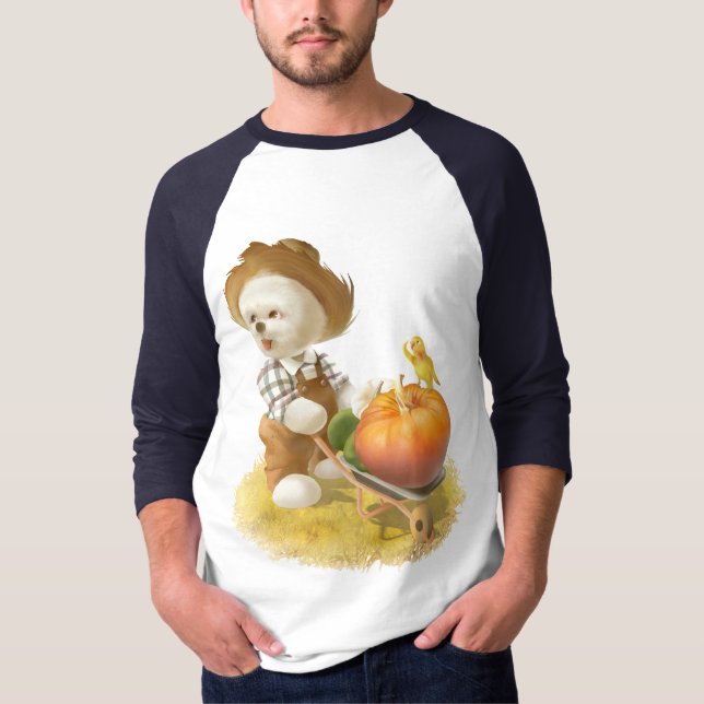 Smile Pup: Harvest Joy & Pumpkin Wheelbarrow T-Shirt (Front)