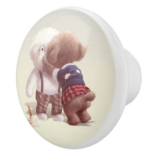 Smile Pup: Ice Cream Tragedy & Comforting Hug Ceramic Knob