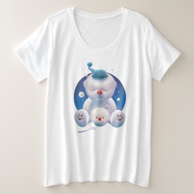Smile Pup: Ice Shaver Dreamland & Polar Bear Plus Size T-Shirt (Design Front)