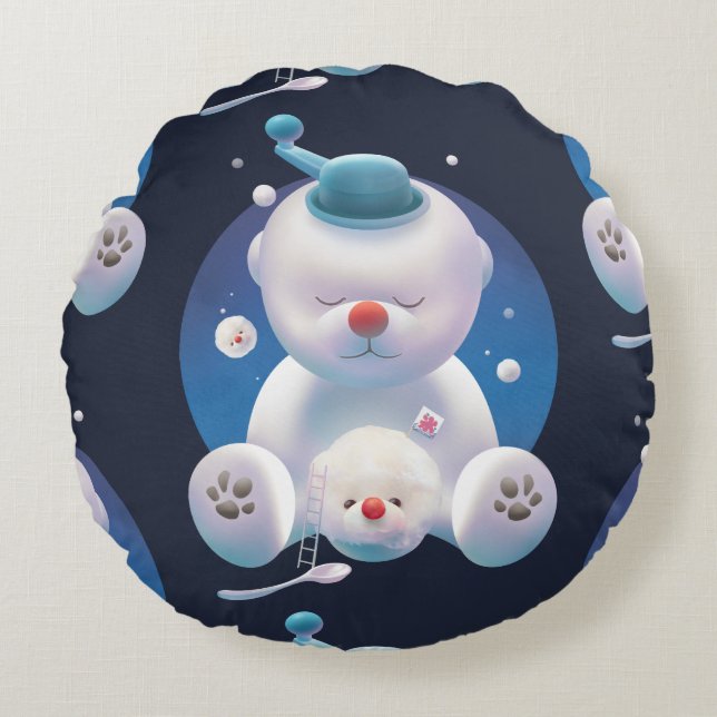 Smile Pup: Ice Shaver Dreamland & Polar Bear Round Pillow (Front)